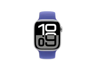 アップルウォッチ シリーズ10 GPS + セルラーモデル シルバーアルミニウムケース ラバー ソロループ "ウルトラマリン"