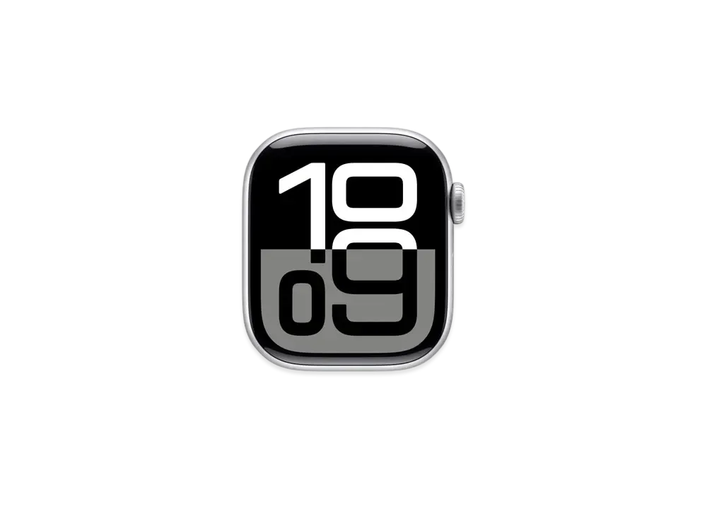 アップルウォッチ シリーズ10 GPS + セルラーモデル シルバーアルミニウムケース ラバー ソロループ "ライトブラッシュ"