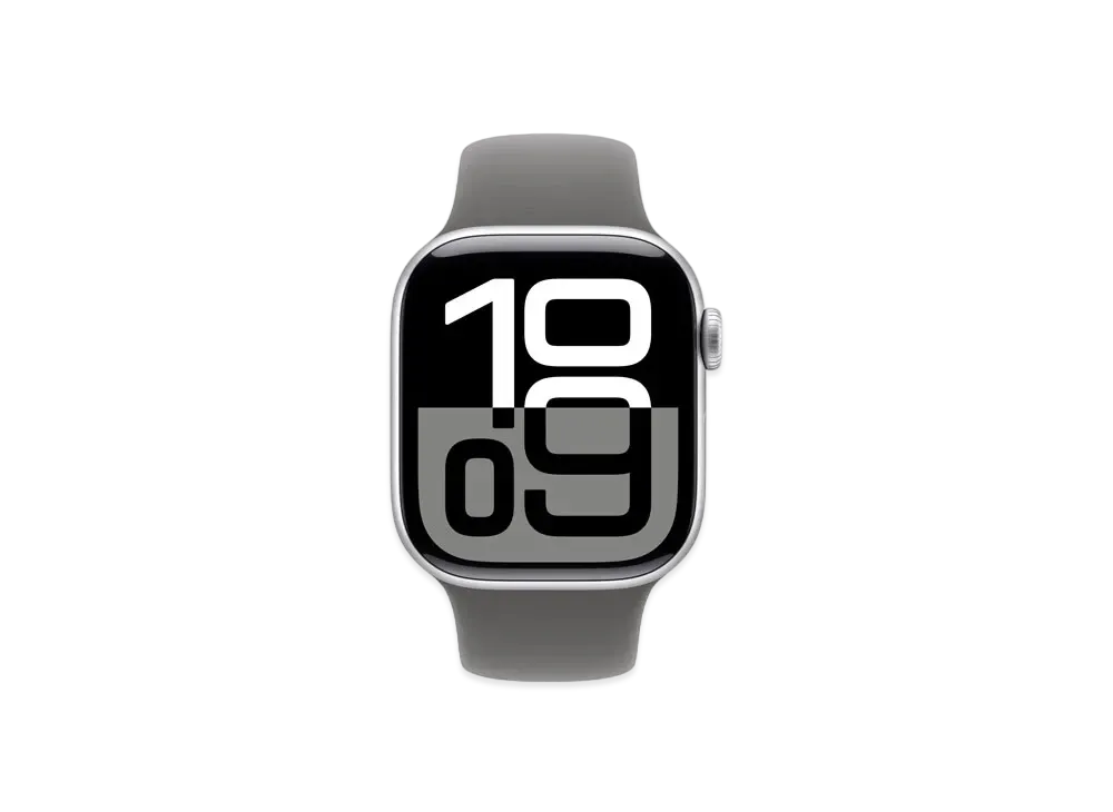 Apple Watch Series 10 GPS Model Silver Aluminiumcase Rubber Sportsband "Stone Gray"
