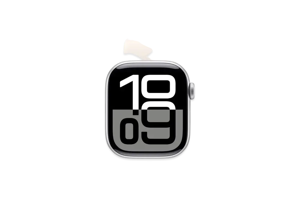 アップルウォッチ シリーズ10 GPS + セルラーモデル シルバーアルミニウムケース ラバー スポーツバンド "スターライト"