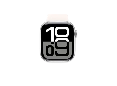 Apple Watch Series 10 GPS Model Silver Aluminiumcase Rubber Sportsband "Light Brush"