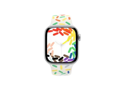 アップルウォッチ シリーズ10 GPS + セルラーモデル シルバーアルミニウムケース ラバー スポーツバンド "プライドエディション"