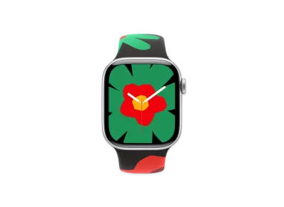 Apple Watch Series 10 GPS Model Silver Aluminiumcase Rubber Sportsband "Black Unity/Unity Bloom"