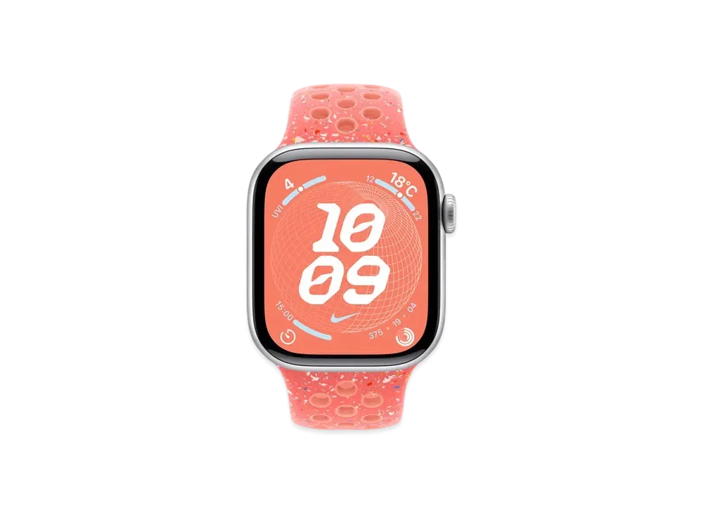 Apple Watch Series 10 GPS Model Silver Aluminiumcase Rubber Nike Sportsband "Magic Ember"