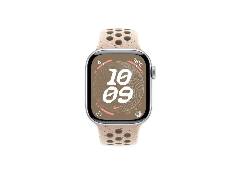 Apple Watch Series 10 GPS Model Silver Aluminiumcase Rubber Nike Sportsband "Desert Stone"