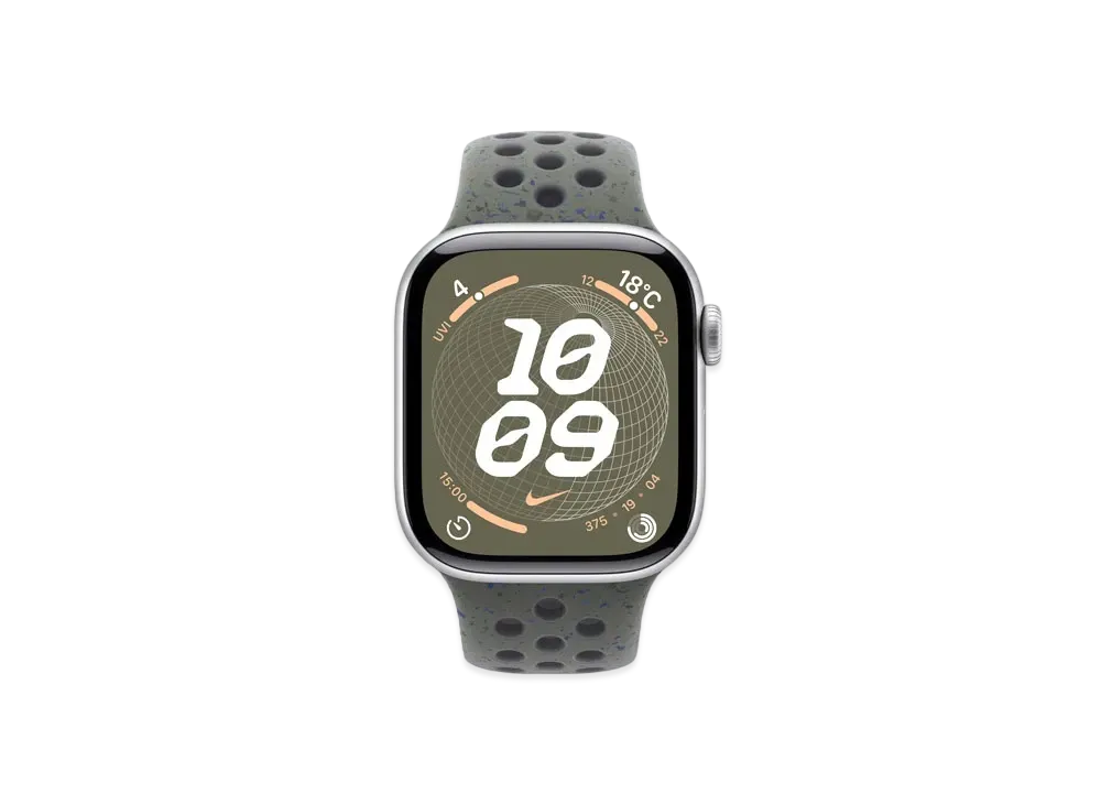Apple Watch Series 10 GPS Model Silver Aluminiumcase Rubber Nike Sportsband "Cargo Khaki"