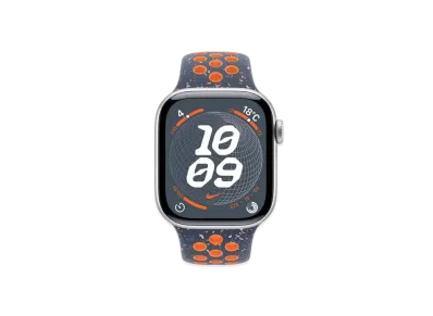 Apple Watch Series 10 GPS Model Silver Aluminiumcase Rubber Nike Sportsband "Blue Frame"