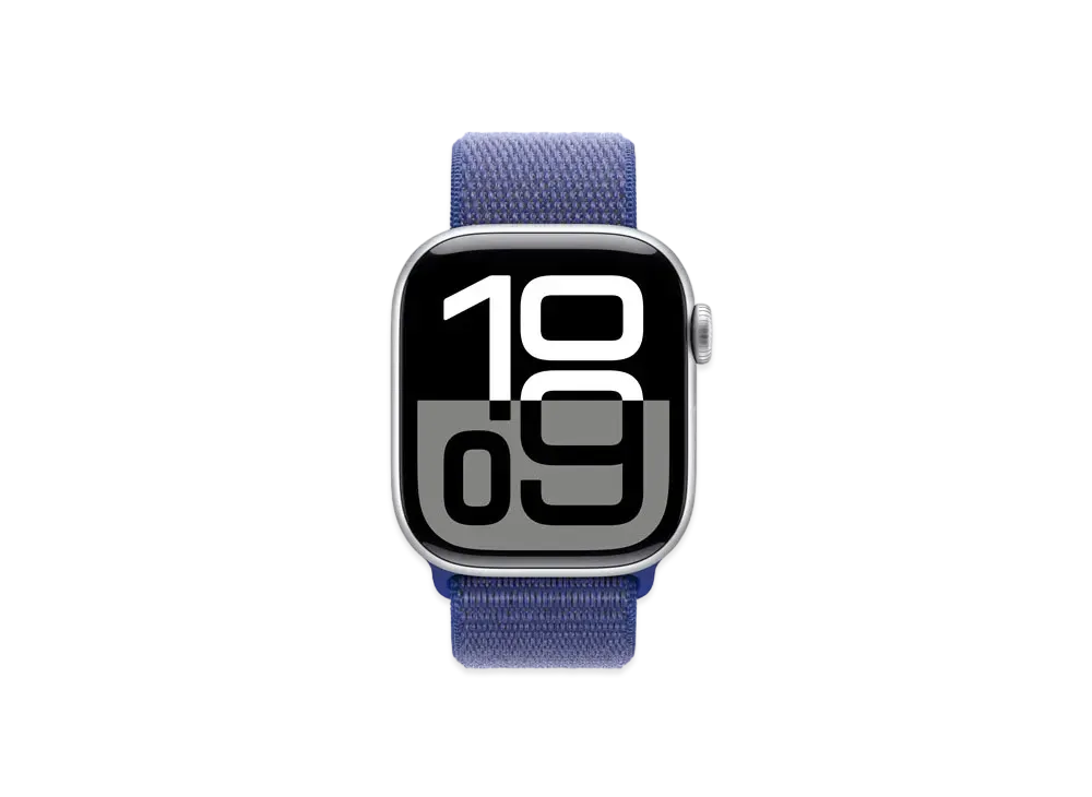 Apple Watch Series 10 GPS + Cellular Model Silver Aluminiumcase Textile Sports Loop "Ultramarine"