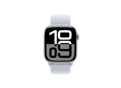 Apple Watch Series 10 GPS + Cellular Model Silver Aluminiumcase Textile Sports Loop "Blue Cloud"
