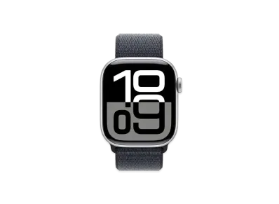 Apple Watch Series 10 GPS Model Silver Aluminiumcase Textile Sports Loop "Ink"
