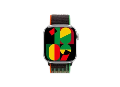Apple Watch Series 10 GPS Model Silver Aluminiumcase Textile Sports Loop "Black Unity"