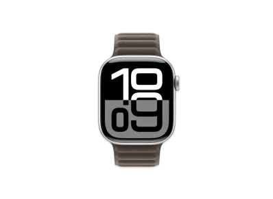 Apple Watch Series 10 GPS + Cellular Model Silver Aluminiumcase Textile Magnetic Link "Dark Taupe"