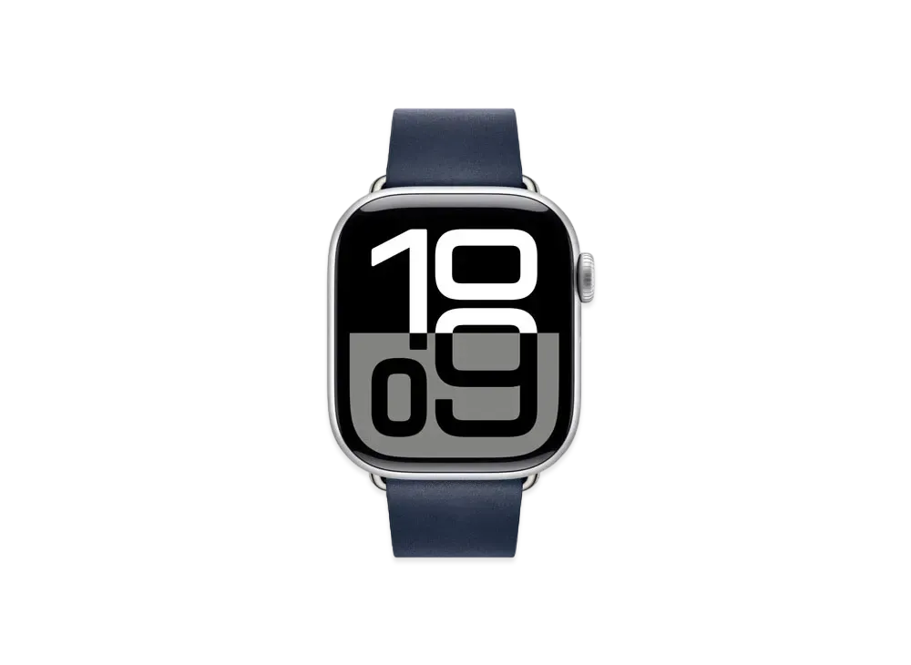 Apple Watch Series 10 GPS Model Silver Aluminiumcase Textile Modern Buckle "Deep Blue"