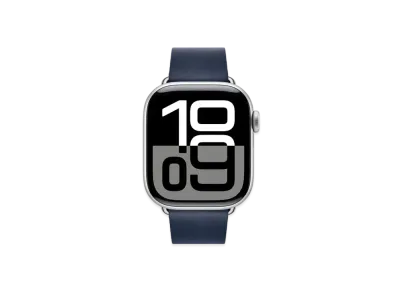 Apple Watch Series 10 GPS + Cellular Model Silver Aluminiumcase Textile Modern Buckle "Deep Blue"