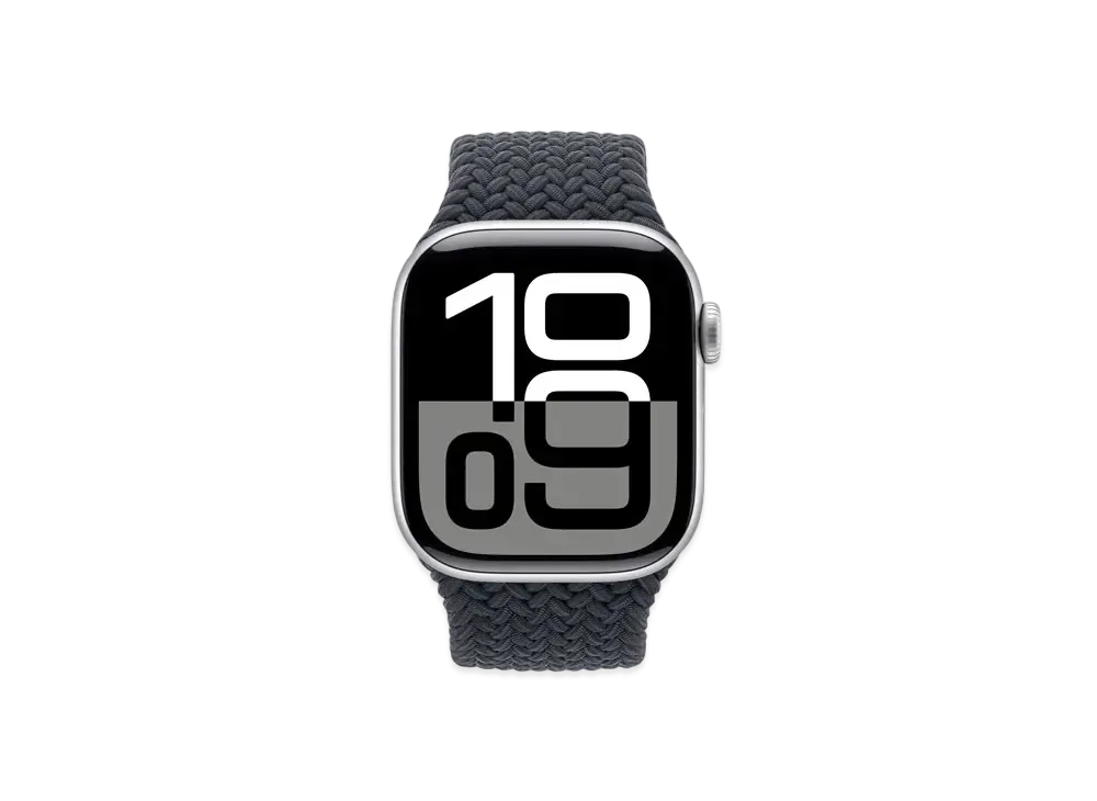 Apple Watch Series 10 GPS Model Silver Aluminiumcase Textile Braided Solo Loop "Midnight"