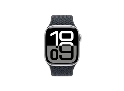 Apple Watch Series 10 GPS Model Silver Aluminiumcase Textile Braided Solo Loop "Midnight"
