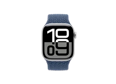 Apple Watch Series 10 GPS Model Silver Aluminiumcase Textile Braided Solo Loop "Denim"