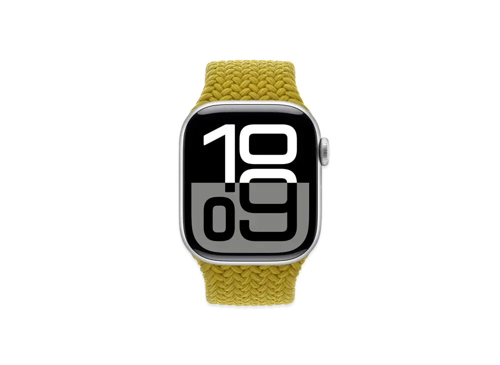 Apple Watch Series 10 GPS Model Silver Aluminiumcase Textile Braided Solo Loop "Chartreuse"