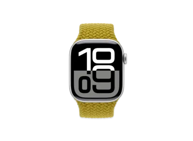 Apple Watch Series 10 GPS + Cellular Model Silver Aluminiumcase Textile Braided Solo Loop "Chartreuse"