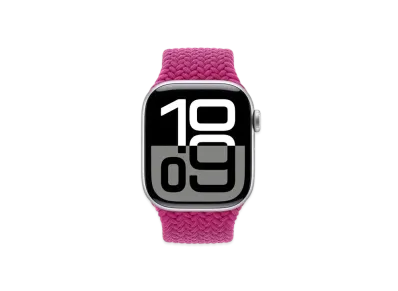 Apple Watch Series 10 GPS Model Silver Aluminiumcase Textile Braided Solo Loop "Magenta"