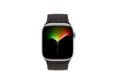 Apple Watch Series 10 GPS + Cellular Model Silver Aluminiumcase Textile Braided Solo Loop "Black Unity"