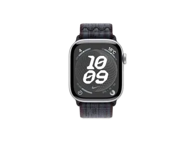 Apple Watch Series 10 GPS Model Silver Aluminiumcase Textile Nike Sports Loop "Black/Blue"