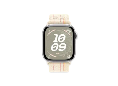 Apple Watch Series 10 GPS Model Silver Aluminiumcase Textile Nike Sports Loop "Star Light/Pink"
