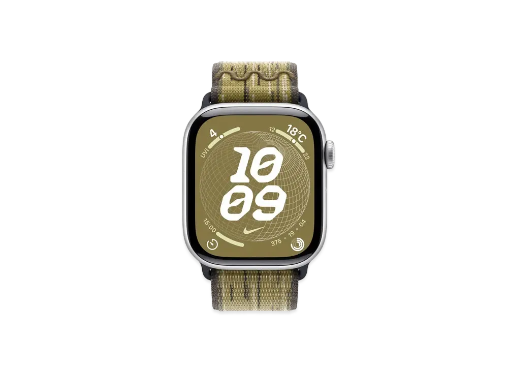 Apple Watch Series 10 GPS Model Silver Aluminiumcase Textile Nike Sports Loop "Green/Gray"