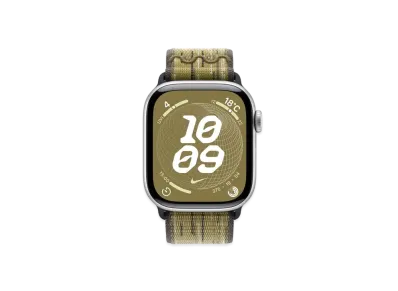Apple Watch Series 10 GPS Model Silver Aluminiumcase Textile Nike Sports Loop "Green/Gray"