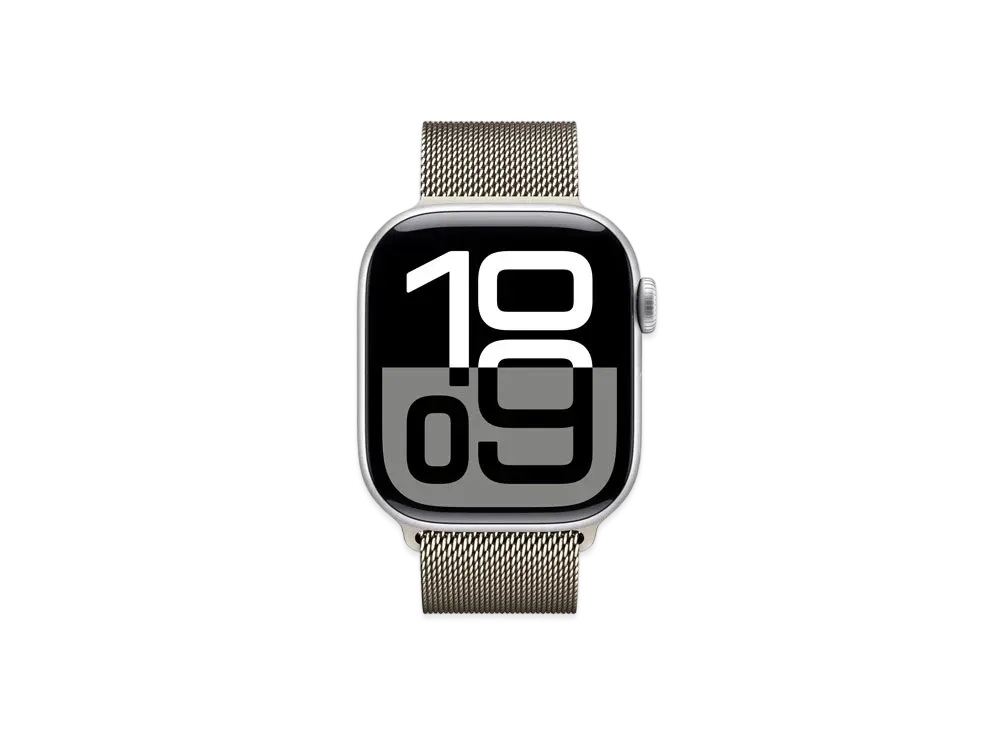 Apple Watch Series 10 GPS Model Silver Aluminiumcase Stainless Steel Milanese Loop "Natural"