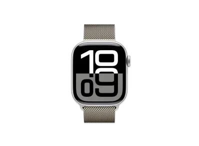 Apple Watch Series 10 GPS Model Silver Aluminiumcase Stainless Steel Milanese Loop "Natural"