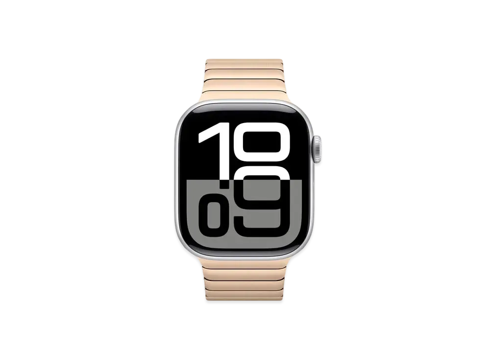 Apple Watch Series 10 GPS + Cellular Model Silver Aluminiumcase Stainless Steel Link Bracelet "Gold"