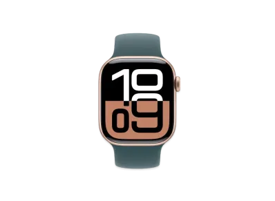 Apple Watch Series 10 GPS Model Rose Gold Aluminiumcase Rubber Solo Loop "Lake Green"