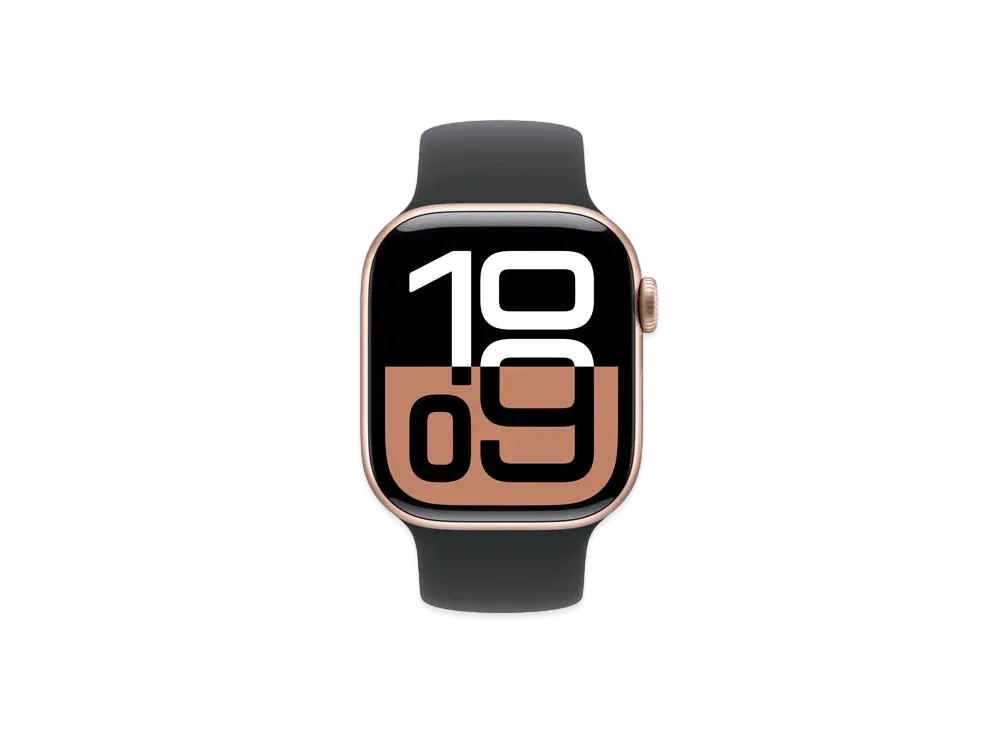 Apple Watch Series 10 GPS Model Rose Gold Aluminiumcase Rubber Solo Loop "Black"
