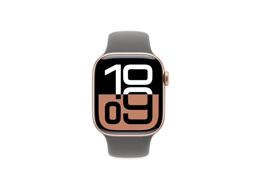 Apple Watch Series 10 GPS + Cellular Model Rose Gold Aluminiumcase Rubber Sportsband "Stone Gray"