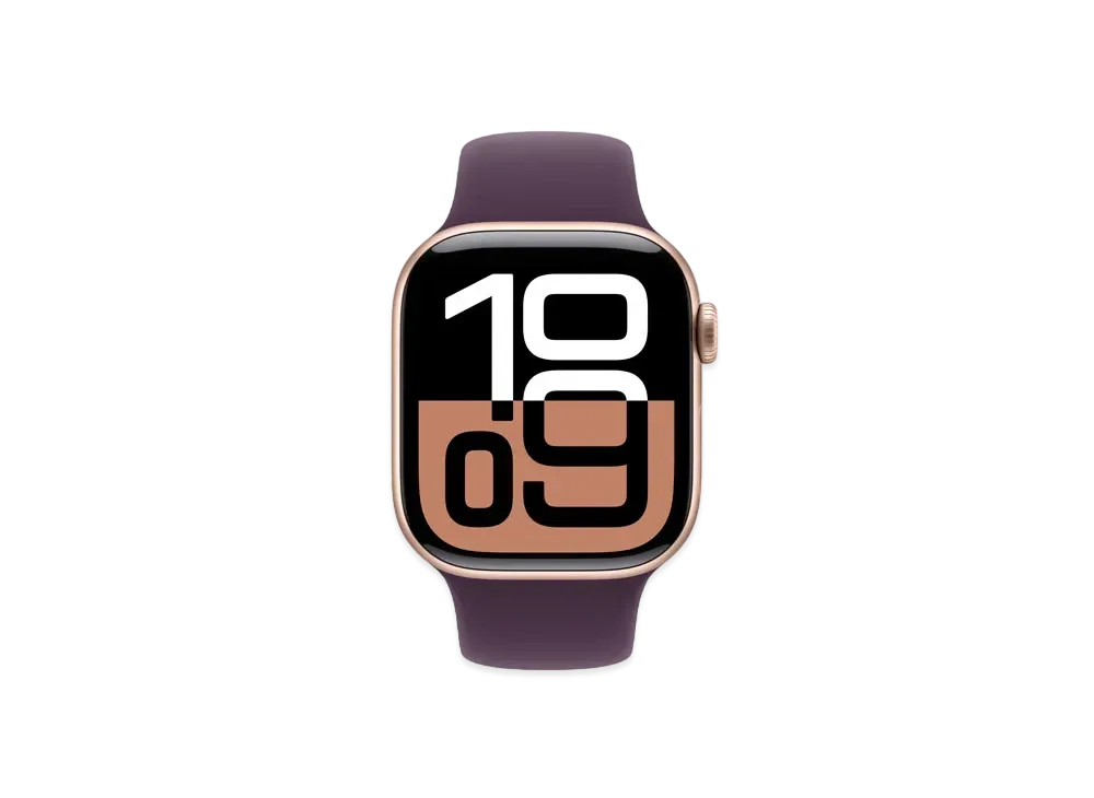 Apple Watch Series 10 GPS Model Rose Gold Aluminiumcase Rubber Sportsband "Plum"
