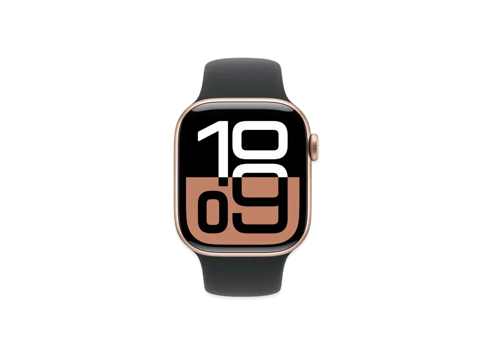 Apple Watch Series 10 GPS Model Rose Gold Aluminiumcase Rubber Sportsband "Black"