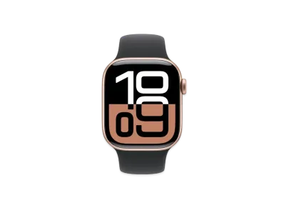 Apple Watch Series 10 GPS + Cellular Model Rose Gold Aluminiumcase Rubber Sportsband "Black"