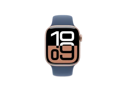 Apple Watch Series 10 GPS Model Rose Gold Aluminiumcase Rubber Sportsband "Denim"