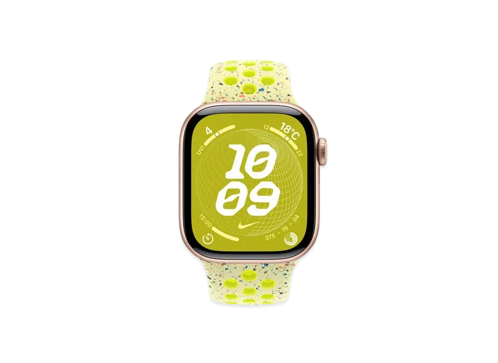 Apple Watch Series 10 GPS Model Rose Gold Aluminiumcase Rubber Nike Sportsband "Bolt Splash"