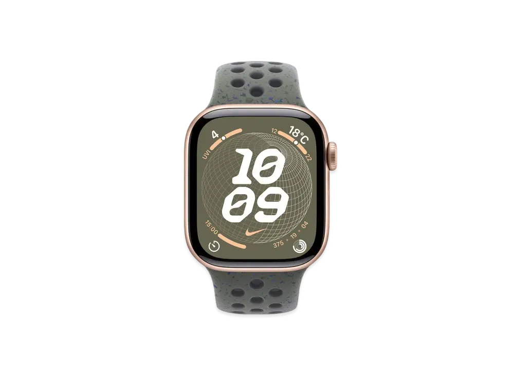 Apple Watch Series 10 GPS Model Rose Gold Aluminiumcase Rubber Nike Sportsband "Cargo Khaki"