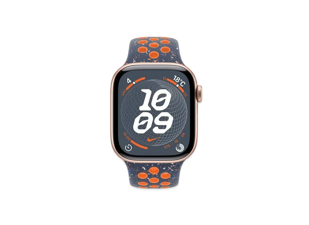 Apple Watch Series 10 GPS + Cellular Model Rose Gold Aluminiumcase Rubber Nike Sportsband "Blue Frame"