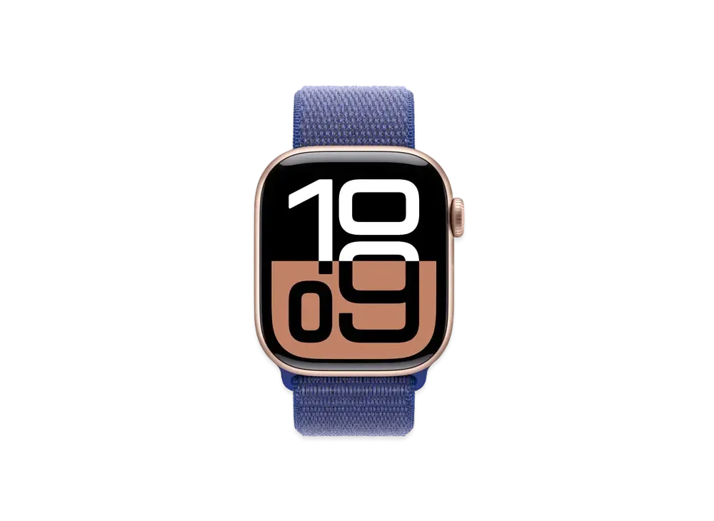 Apple Watch Series 10 GPS + Cellular Model Rose Gold Aluminiumcase Textile Sports Loop "Ultramarine"