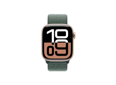 Apple Watch Series 10 GPS Model Rose Gold Aluminiumcase Textile Sports Loop "Lake Green"