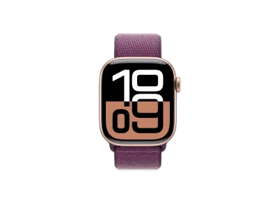Apple Watch Series 10 GPS Model Rose Gold Aluminiumcase Textile Sports Loop "Plum"