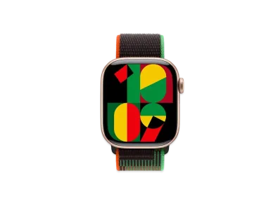 Apple Watch Series 10 GPS Model Rose Gold Aluminiumcase Textile Sports Loop "Black Unity"