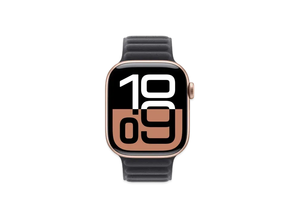 Apple Watch Series 10 GPS + Cellular Model Rose Gold Aluminiumcase Textile Magnetic Link "Black"