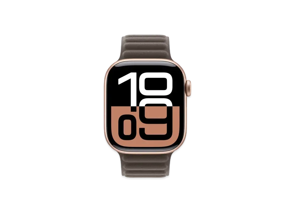 Apple Watch Series 10 GPS Model Rose Gold Aluminiumcase Textile Magnetic Link "Dark Taupe"