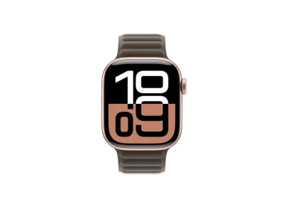 Apple Watch Series 10 GPS Model Rose Gold Aluminiumcase Textile Magnetic Link "Dark Taupe"