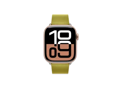 Apple Watch Series 10 GPS + Cellular Model Rose Gold Aluminiumcase Textile Modern Buckle "Chartreuse"